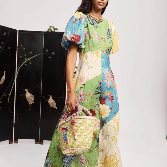 Zimmermann Dresses & Skirts - Zimmermann Multicolor Floral Patchwork Puff-Sleeve Maxi Dress